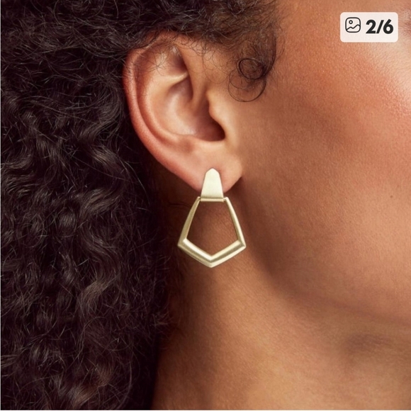 Kendra Scott Paxton Rose Gold Geometric Drop Earrings - Picture 8 of 8
